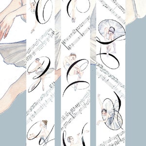 Whole Roll Washi Masking Tape - Ballet Dancer/Note/Jazz/Musikinstrument/Pfirsich/Flamingo/Schmetterling/Meer/Treppen/Mond