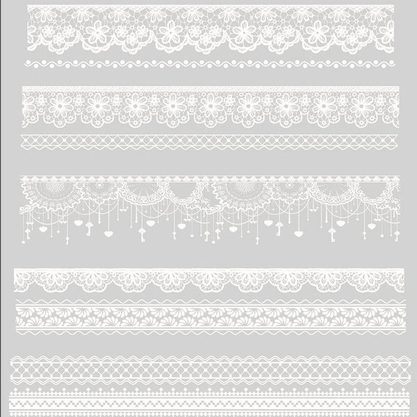 Exemple - Dentelle blanche/Cercle/Fleur/Vague/Papillon/Lumière/Parapluie/ Bande de masquage PET pour Journal Card Deco