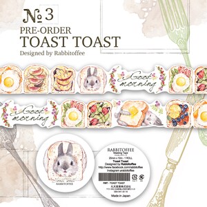 Voorbeeld - Konijn/Toast/Kat/Rozen/Bloemen/Bakkerij/Pretzel/Croissant/Verstoppertje washi-plakband van Rabbitoffee voor Journal/Card Deco