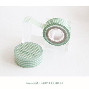 Sample - Blue/Green/Laverder/Yellow/Pink/Lime/Alomd Brown/Cotton Candy Checker washi masking tape By Boki image 2