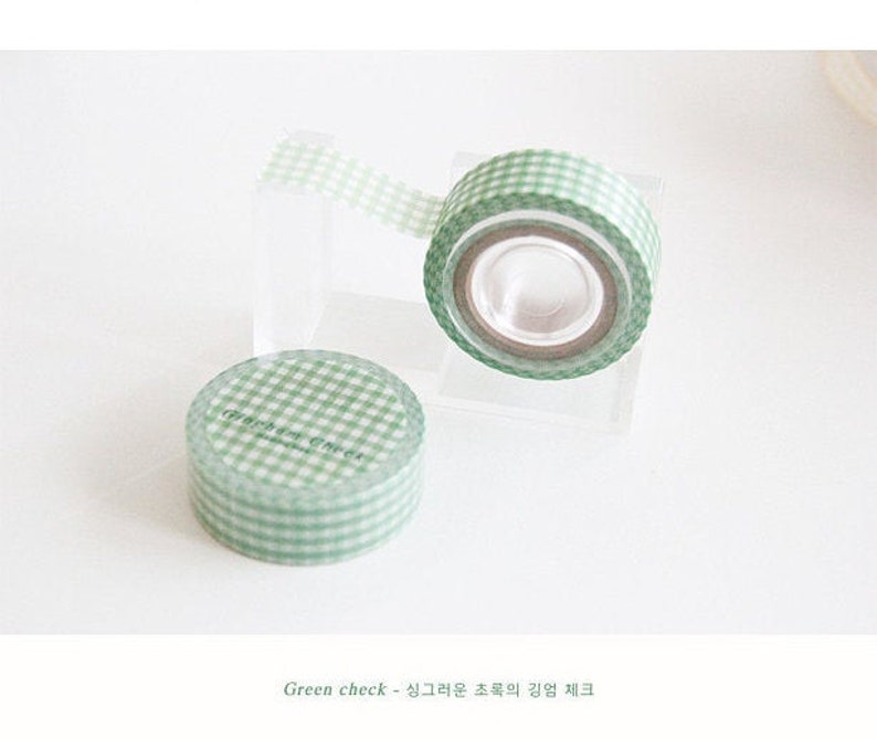 Sample - Blue/Green/Laverder/Yellow/Pink/Lime/Alomd Brown/Cotton Candy Checker washi masking tape By Boki image 2