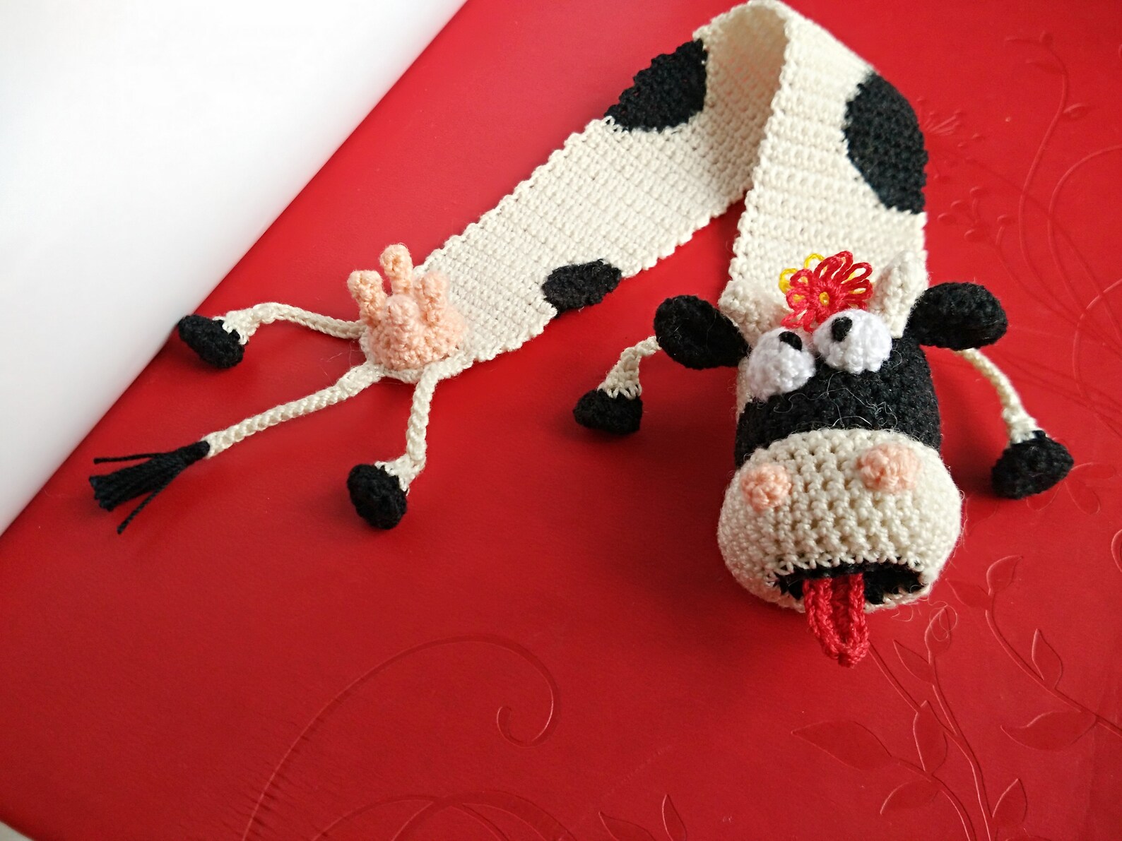 Crochet bookmark Bookmark Cow Funny Gifts Knitted Bookmark Etsy
