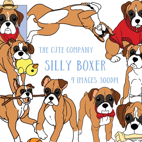 Boxer Clipart - Dog Clipart - Puppy - Dog - Pet Portrait - Dog Stickers - Boxer Stickers - Instant Download - PNG