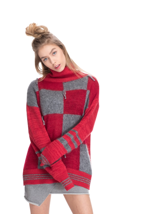 red turtleneck sweater, warm knitted jumper, designer turtleneck sweater, luxury knitwear, oversized clothing, women knitted fashion, ladies red turtleneck sweater, warm knitted jumper, designer turtleneck sweater, luxury knitwear, oversized clothing, women knitted fashion, ladies