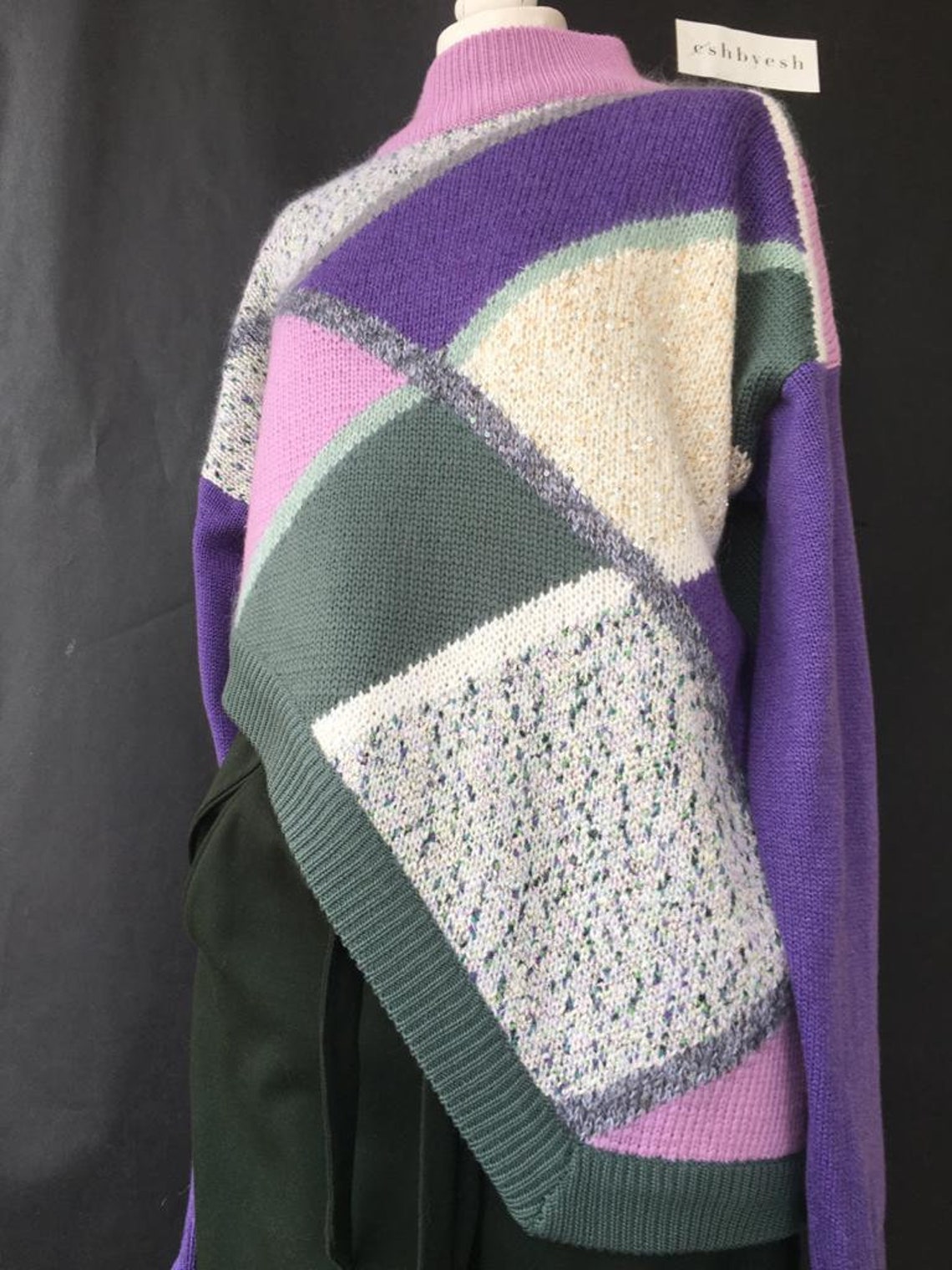 Purple Argyle Asymmetrical Sweater for Women - Etsy