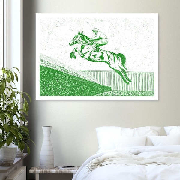 Jockey Horse Racing print (In Green)