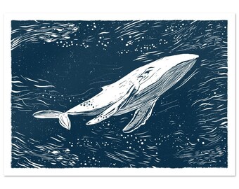 Big Whale Print (In Blue)