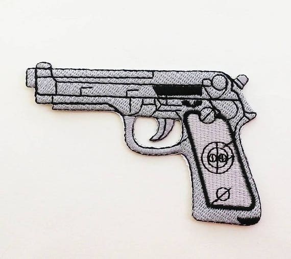 Embroidered automatic gun Iron On Patch. Etsy