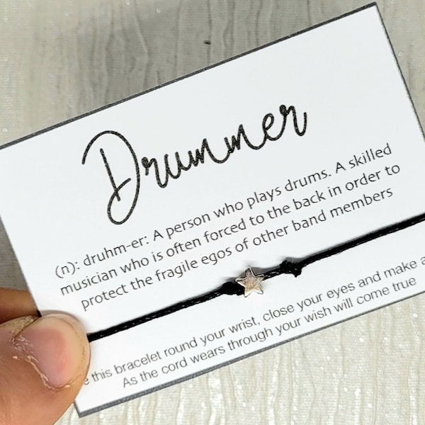 Drummer, Wish Bracelet, Wish String, Special Gift, Charm String, Drummer Gift, Gift For A Drummer, Band Gift, Drum, Drums, Musician