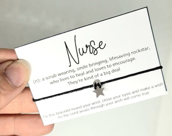Nurse, Wish Bracelet, Wish String, Special Gift, Charm String, Sentiment Card, Nurse Gift, Gift For Nurse, Professional Gift, NHS Worker