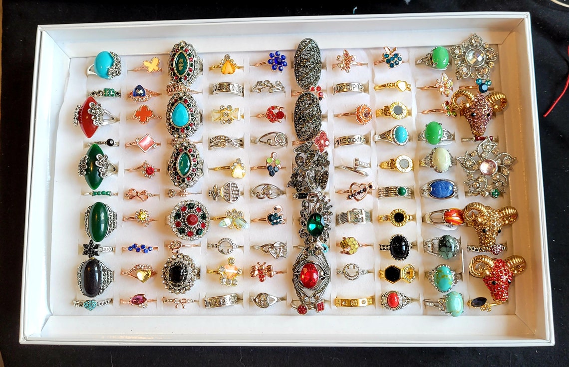 Wholesale Job Lot Costume Rings Rings Adjustable Craft Etsy UK