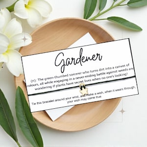Gardener Definition, Wish Bracelet, Wish String, Someone Special, Friendship Bracelet, Charm Bracelet, Thank You Gift, Appreciation Gift