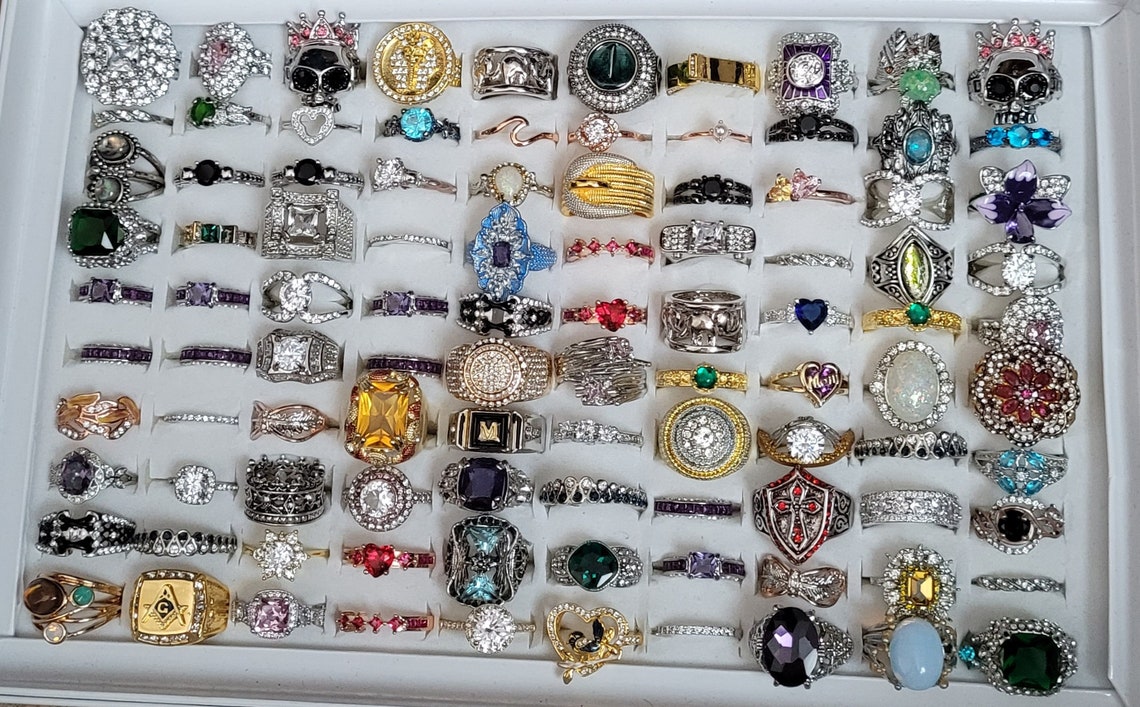 Wholesale Job Lot Costume Rings Rings Adjustable Craft Etsy
