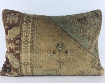 Lot 2 Housses De Coussin Vintage Tissées Main - Laine Orientale - Motif Chat - 29x26 & 27x30.5 Cm