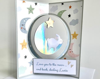 Personalised 3D Floating Bunny Moon Card