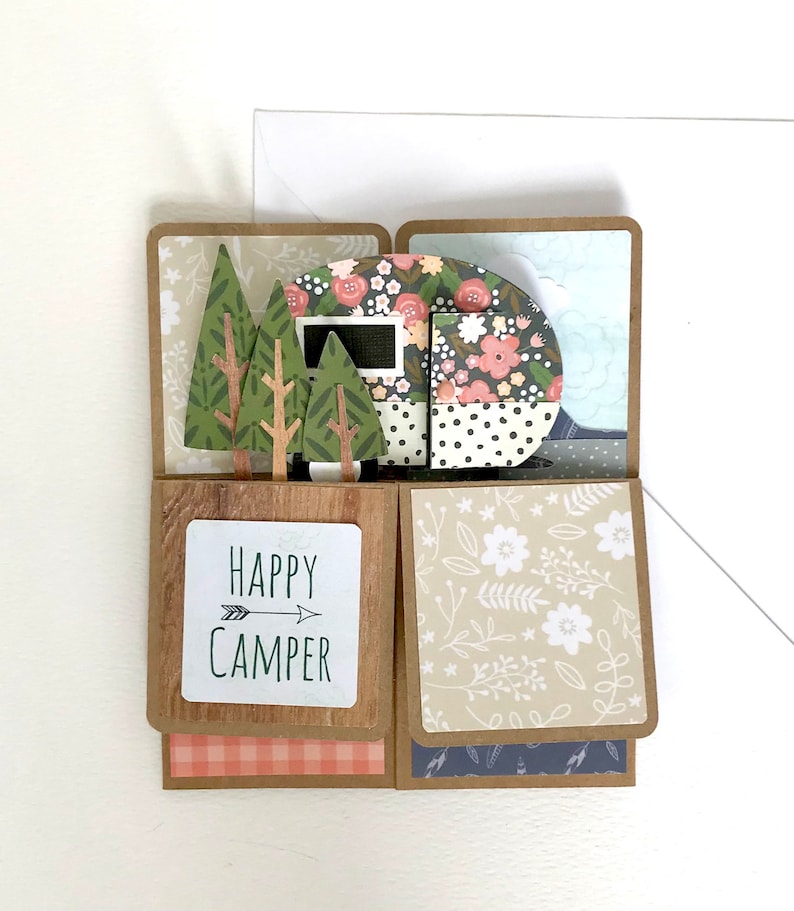 Personalised Pop Up Retro Caravan Camping Card image 6