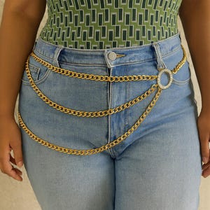 Gold chain belt, Waist chain belt, Body chain jewelry, Statement belt, Layered chain belt, Festival belt, Rhinestone belt, Best Gift for her