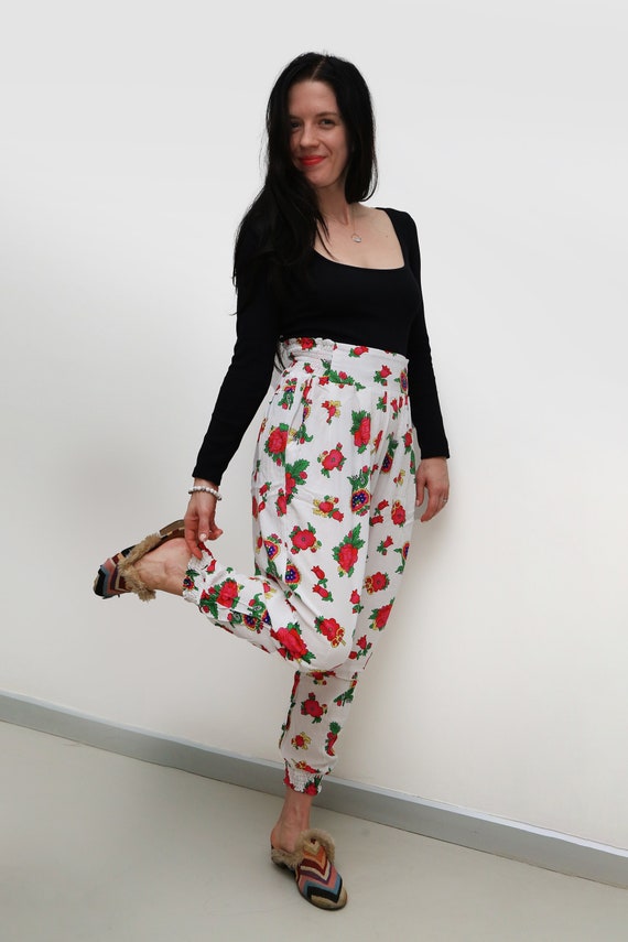 Floral Boho Pants: Women's Organic Cotton Turkish Salwar