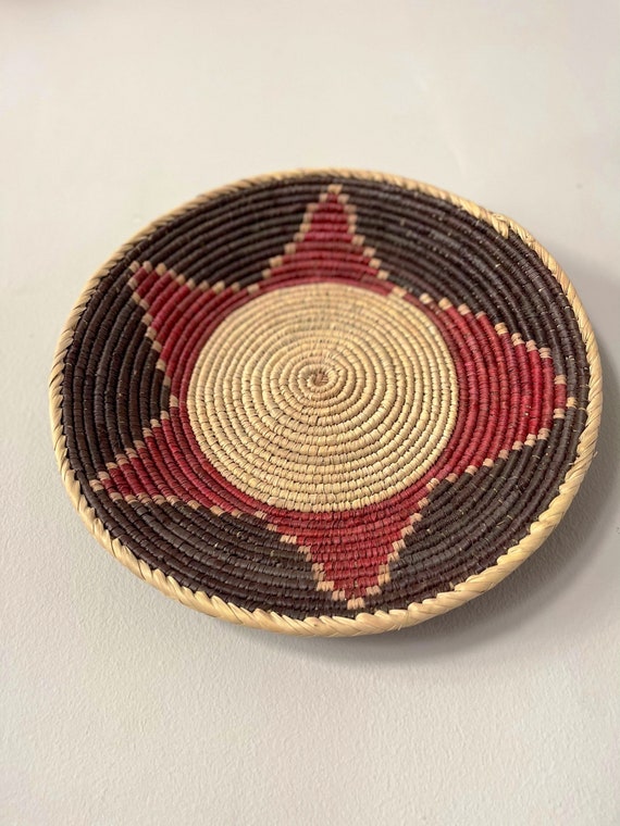 African Wall Basket Decor, Handmade Wall Art, Boho Woven Wall Art, Natural Home Decor, Valentines Day Gift for Her, Valentines Day Home Gift