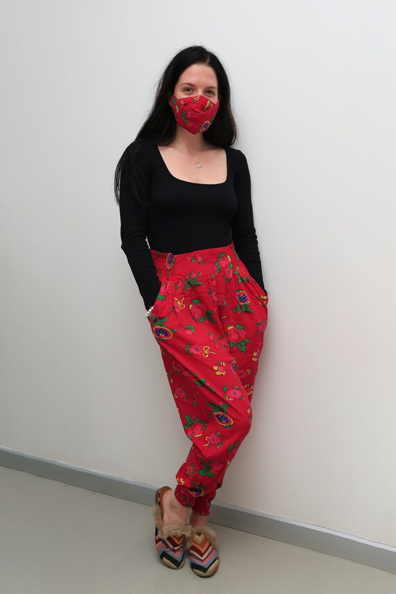 Women's Authentic Hot Pink Pants (Salwar) • Organic Cotton • Ethnic Floral Design