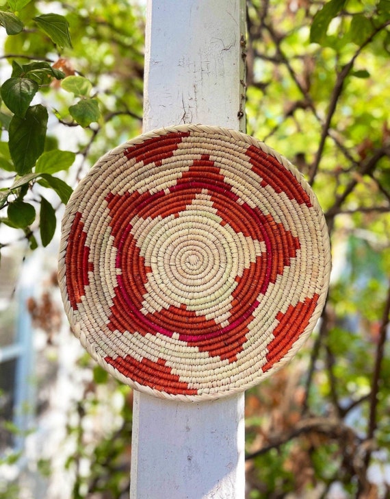 Handmade Brown Star Wall Basket, Boho Southwestern Decor, Handmade Wall Decor, Valentines Day Gift for her, Gift for Mom, Unique Lovers Gift