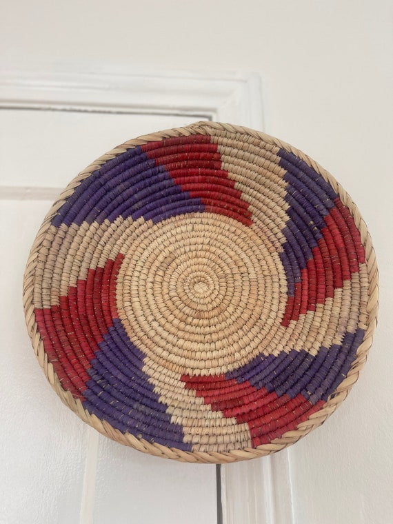 African Wall Basket, Woven Boho Wall Art, Natural Handmade Home Decor, Valentines Day Home Gift, Rustic Wall Hanging, Handmade Wall Art