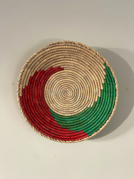 African Wall Basket, Handwoven Wall Basket Decor, Boho Woven Wall Art, Natural Home Decor, Rustic Wall Hanging, Valentines Day Gift for Her