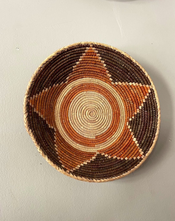 Handmade African Wall Basket, Woven Wall Basket Decor, Boho Wall Decor, Handmade Wall Art, Natural Fiber Home Decor, Valentines Day Gift