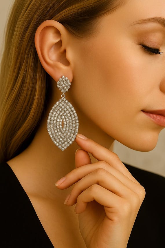 Silver Rhinestone Chandelier Earrings: Statement Wedding Jewelry