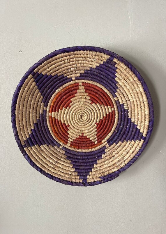 African Wall Basket, Handwoven Wall Basket Decor, Boho Woven Wall Art, Natural Home Decor, Rustic Wall Hanging, Valentines Day Gift for Her