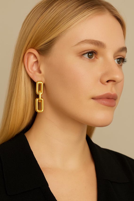 Chunky Gold Chain Link Earrings: Geometric Statement Jewelry