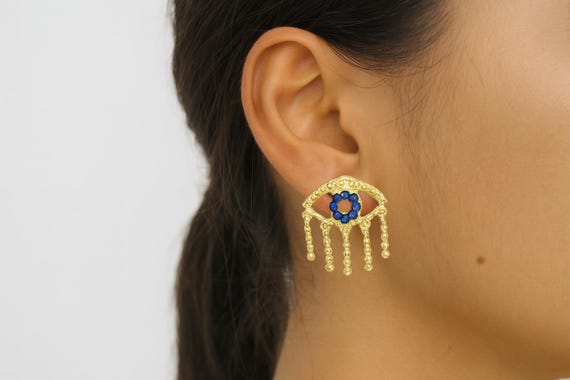 Gold Evil Eye Earrings: Turkish Jewelry Gift