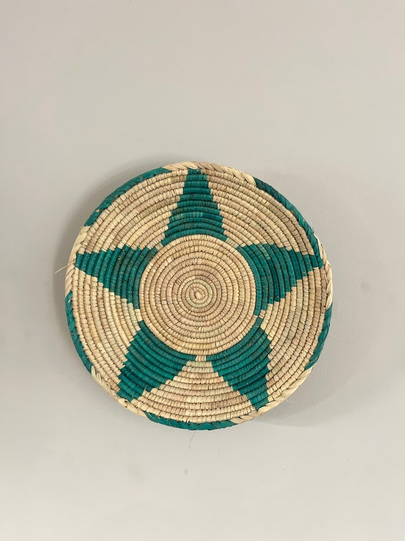 Handmade Green Star Wall Basket: Boho Decor, Gift for Lovers, Valentines Decor Basket, Handmade, Valentines Day Gift for Her, Handmade Gift