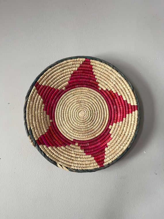 African Wall Basket, Handwoven Wall Basket Decor, Boho Woven Wall Art, Natural Home Decor, Rustic Wall Hanging, Valentines Day Gift for Her