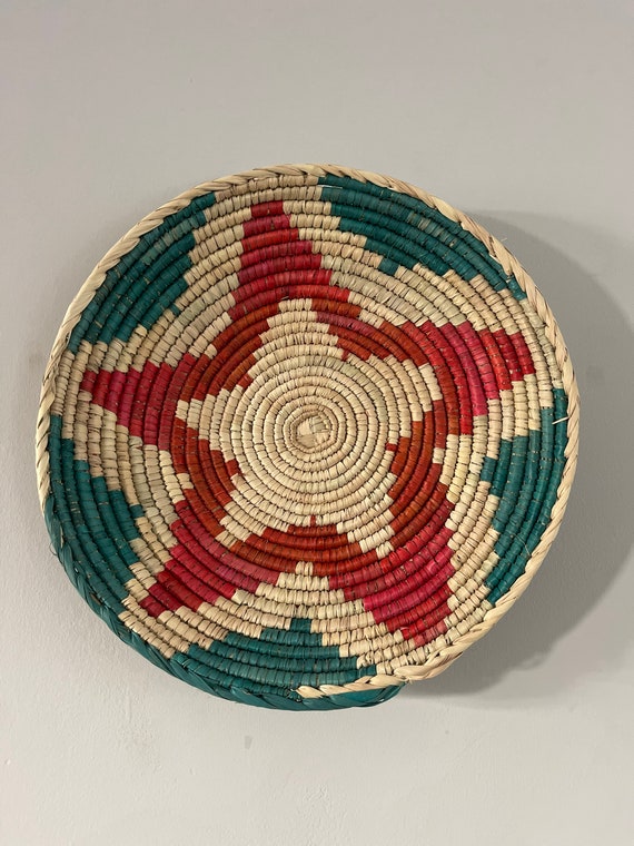 Red Star Wall Basket, African Wall Basket Decor, Handmade Wall Art, Boho Woven Wall Art, Natural Home Decor, Valentines Day Gift for Her