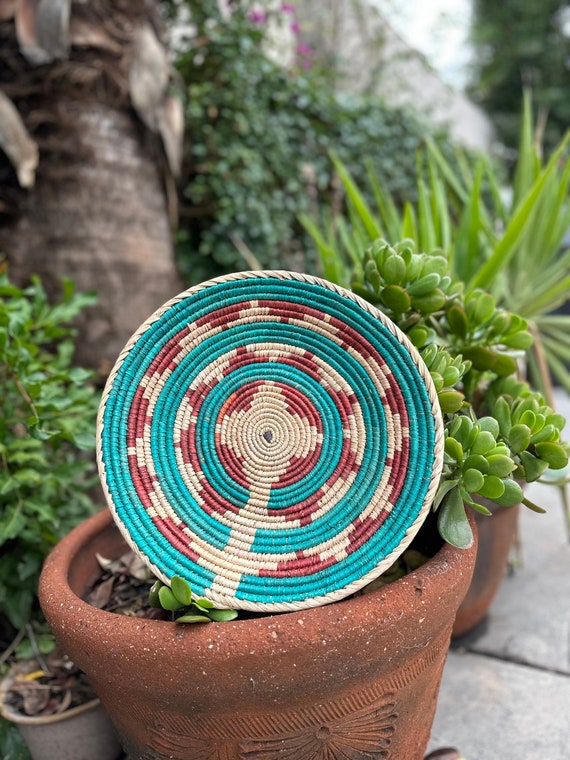 African Wall Basket Decor, Handmade Wall Art, Boho Woven Wall Art, Natural Home Decor, Valentines Day Gift for Her, Valentines Day Home Gift