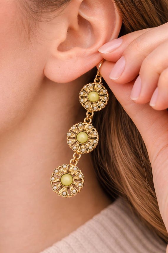 Boho Floral Dangle Earrings, Vintage Style Jewelry,  Unique Meaningful Jewelry, Jewelry Gift For Valentines Day, Valentines gift for her