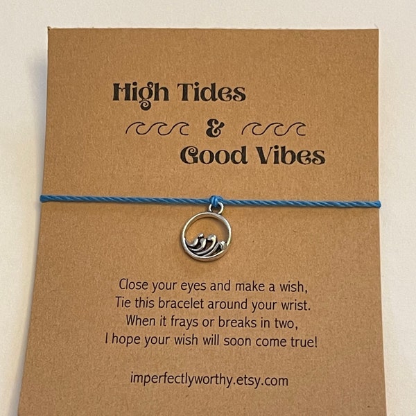 CLEARANCE High Tides & Good Vibes Wish Bracelet beachy tie-on friendship bracelet vacation getaway summer anklet boyfriend gift under 5