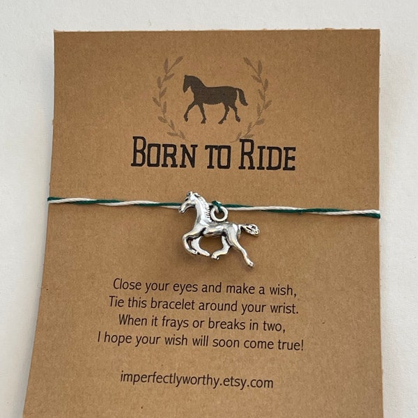 RESTOCKED! Horse wish bracelet born to ride equestrian friendship bracelet pony party favors equine dressage horse lover gift under 5