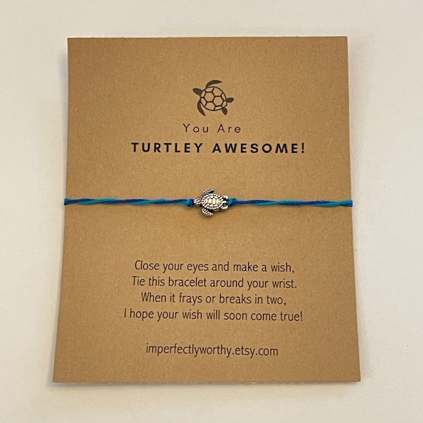 Petite tortue Wish Bracelet vous êtes tortue génial cadeau de gratitude tortue amant amitié bracelet cravate cheville tortue de mer faveurs de fête