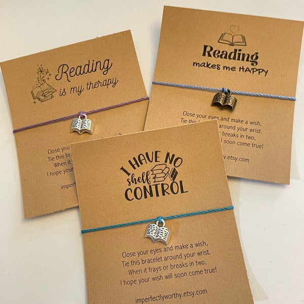 Reading Wish Bracelet gift idea for reader book club gift booktok gift under 5 bookworm gift librarian reader stocking stuffer