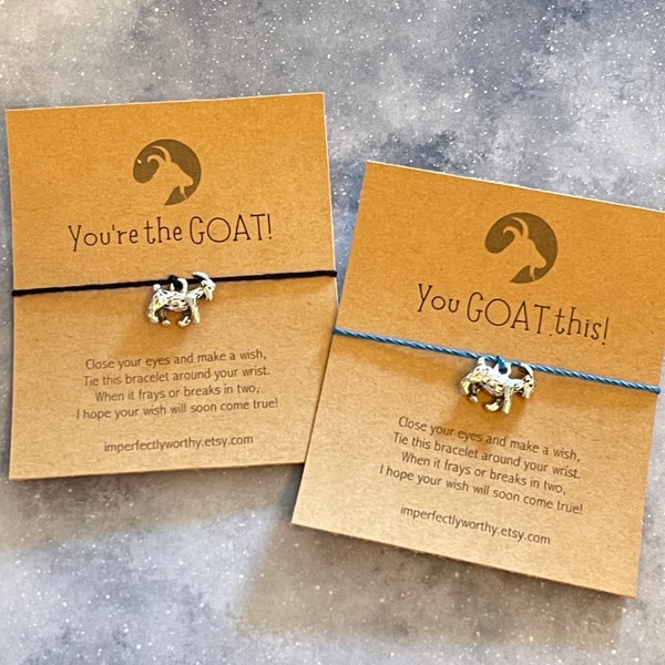 GOAT wish bracelet Greatest of All Time You GOAT this goat lover tie-on friendship bracelet goat farm good luck charm gift under 5