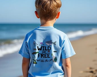 Ocean Friends Wild & Free Kids Softstyle Tee, Sea Creatures T-Shirt, Underwater Adventure Shirt, Cute Nautical Top, Beach Gift for Children