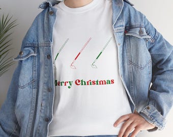 Hoe Hoe Hoe Gardening Christmas Unisex Heavy Cotton Tee, Holiday T-Shirt, Gift for Him/Her, Christmas Apparel, Festive Clothing, Winter Wear