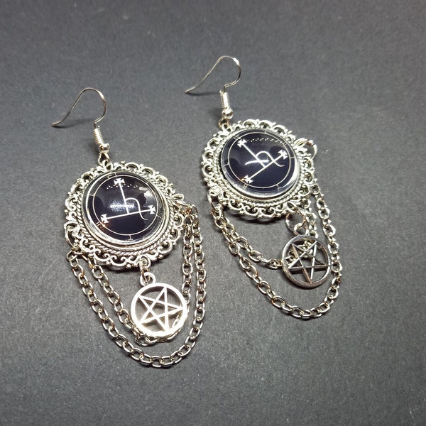 Kawaii Pastel Nu Neo Goth Gothic Witchy fashion Church of Satan Occult Satanic "Sigil of Lilith" deluxe Earrings