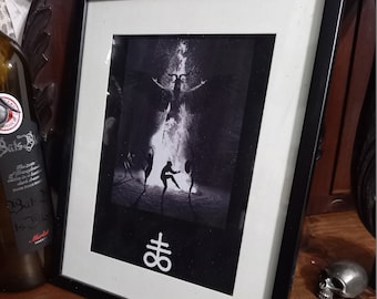 Cuadro enmarcado "Ritual satánico con cruz de Satanás": curiosidad, rareza, gótico, brujería, artículos para el hogar