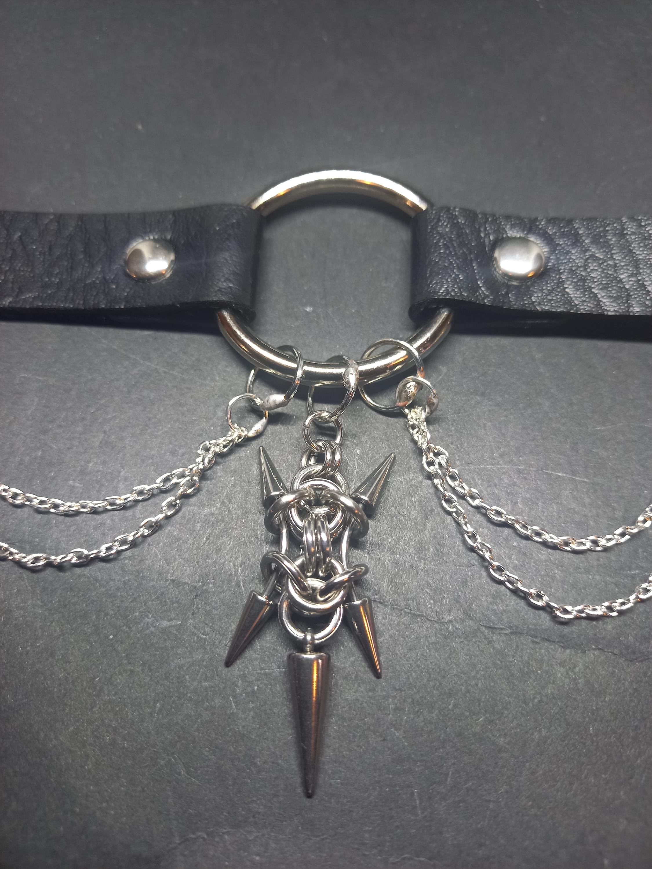 Black Faux Leather O Ring Collar 