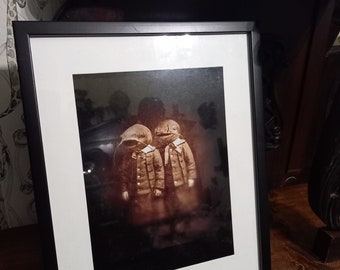 Arte enmarcado, Halloween vintage "Cabezas de peces hermanos": Rareza Curiosidad macabra