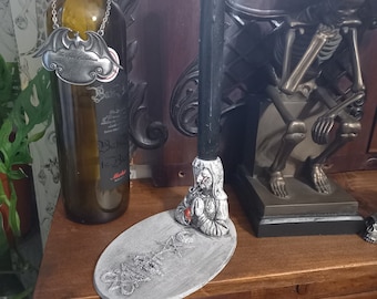 OOAK Upcycled Satanic Weeping Mary Kerzenhalter, Kuriosität: Goth Occult Altar Décor