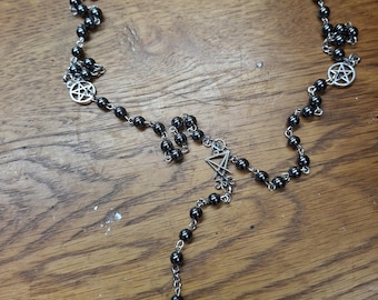 Black Hammerite Rosary With Sigil of Satan & Baphomet, : Witchy